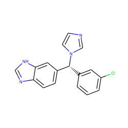 Clc1cccc([C@H](c2ccc3nc[nH]c3c2)n2ccnc2)c1 ZINC000005425356