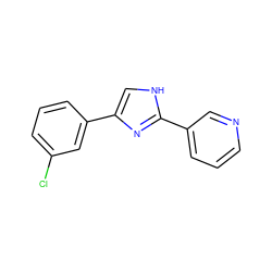 Clc1cccc(-c2c[nH]c(-c3cccnc3)n2)c1 ZINC000013553744