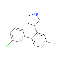 Clc1cccc(-c2ccc(Cl)cc2[C@@H]2CCNC2)c1 ZINC000096175954