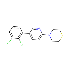 Clc1cccc(-c2ccc(N3CCSCC3)nc2)c1Cl ZINC000045258165