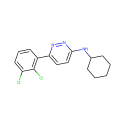 Clc1cccc(-c2ccc(NC3CCCCC3)nn2)c1Cl ZINC000045354161