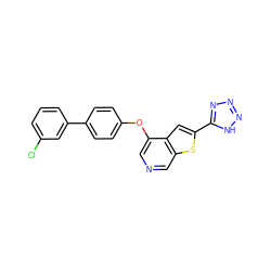 Clc1cccc(-c2ccc(Oc3cncc4sc(-c5nnn[nH]5)cc34)cc2)c1 ZINC000040950150