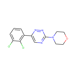 Clc1cccc(-c2cnc(N3CCOCC3)nn2)c1Cl ZINC000045350854