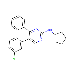 Clc1cccc(-c2cnc(NC3CCCC3)nc2-c2ccccc2)c1 ZINC001772599559