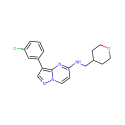 Clc1cccc(-c2cnn3ccc(NCC4CCOCC4)nc23)c1 ZINC000299839659