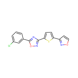 Clc1cccc(-c2nc(-c3ccc(-c4ccon4)s3)no2)c1 ZINC000000108428