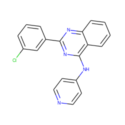 Clc1cccc(-c2nc(Nc3ccncc3)c3ccccc3n2)c1 ZINC000034005757