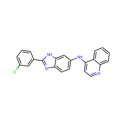 Clc1cccc(-c2nc3ccc(Nc4ccnc5ccccc45)cc3[nH]2)c1 ZINC000299831502