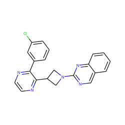 Clc1cccc(-c2nccnc2C2CN(c3ncc4ccccc4n3)C2)c1 ZINC000140142925