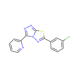 Clc1cccc(-c2nn3c(-c4ccccn4)nnc3s2)c1 ZINC000000526940