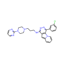 Clc1cccc(-c2nnc(NCCCN3CCN(c4ncccn4)CC3)c3cc4ccccn4c23)c1 ZINC000049071459