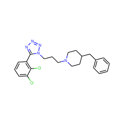 Clc1cccc(-c2nnnn2CCCN2CCC(Cc3ccccc3)CC2)c1Cl ZINC001772612833