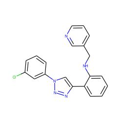 Clc1cccc(-n2cc(-c3ccccc3NCc3cccnc3)nn2)c1 ZINC000045497040