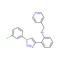 Clc1cccc(-n2cc(-c3ccccc3NCc3ccncc3)nn2)c1 ZINC000040950442