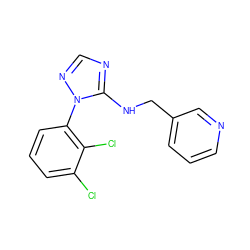 Clc1cccc(-n2ncnc2NCc2cccnc2)c1Cl ZINC000029126159