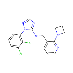 Clc1cccc(-n2ncnc2NCc2cccnc2N2CCC2)c1Cl ZINC000029126756