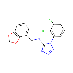 Clc1cccc(-n2nnnc2NCc2cccc3c2OCO3)c1Cl ZINC000071334154