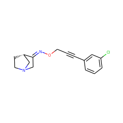 Clc1cccc(C#CCO/N=C2\CN3CC[C@H]2C3)c1 ZINC000013780104