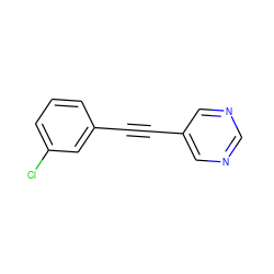 Clc1cccc(C#Cc2cncnc2)c1 ZINC000045497380