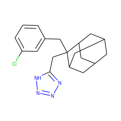 Clc1cccc(CC2(Cc3nnn[nH]3)C3CC4CC(C3)CC2C4)c1 ZINC000103231605