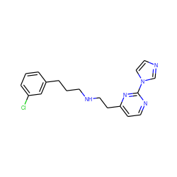 Clc1cccc(CCCNCCc2ccnc(-n3ccnc3)n2)c1 ZINC000263621135