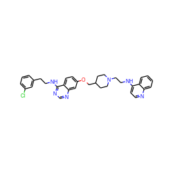 Clc1cccc(CCNc2ncnc3cc(OCC4CCN(CCNc5ccnc6ccccc56)CC4)ccc23)c1 ZINC001772646114