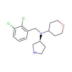 Clc1cccc(CN(C2CCOCC2)[C@H]2CCNC2)c1Cl ZINC000028948799