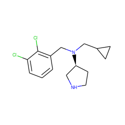 Clc1cccc(CN(CC2CC2)[C@H]2CCNC2)c1Cl ZINC000028948792