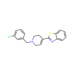 Clc1cccc(CN2CC=C(c3nc4ccccc4s3)CC2)c1 ZINC000026376360