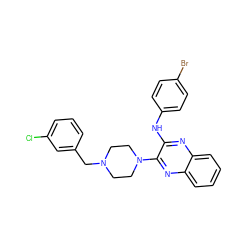 Clc1cccc(CN2CCN(c3nc4ccccc4nc3Nc3ccc(Br)cc3)CC2)c1 ZINC000144175602