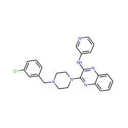 Clc1cccc(CN2CCN(c3nc4ccccc4nc3Nc3cccnc3)CC2)c1 ZINC000144166775