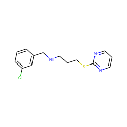 Clc1cccc(CNCCCSc2ncccn2)c1 ZINC000004984144