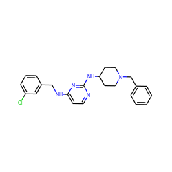 Clc1cccc(CNc2ccnc(NC3CCN(Cc4ccccc4)CC3)n2)c1 ZINC000084652486