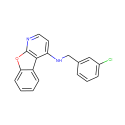 Clc1cccc(CNc2ccnc3oc4ccccc4c23)c1 ZINC000064573089