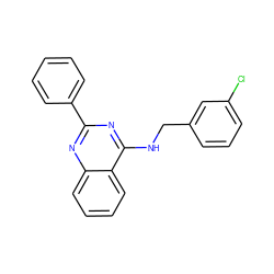 Clc1cccc(CNc2nc(-c3ccccc3)nc3ccccc23)c1 ZINC000003336595