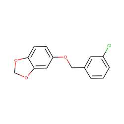 Clc1cccc(COc2ccc3c(c2)OCO3)c1 ZINC000072100032