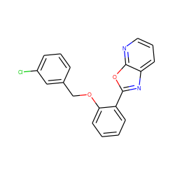 Clc1cccc(COc2ccccc2-c2nc3cccnc3o2)c1 ZINC001772607599