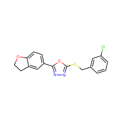 Clc1cccc(CSc2nnc(-c3ccc4c(c3)CCO4)o2)c1 ZINC000040894577