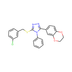 Clc1cccc(CSc2nnc(-c3ccc4c(c3)OCCO4)n2-c2ccccc2)c1 ZINC000072120380