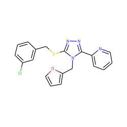 Clc1cccc(CSc2nnc(-c3ccccn3)n2Cc2ccco2)c1 ZINC000002351676