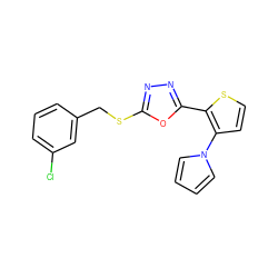 Clc1cccc(CSc2nnc(-c3sccc3-n3cccc3)o2)c1 ZINC000001398823