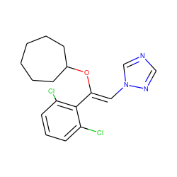 Clc1cccc(Cl)c1/C(=C/n1cncn1)OC1CCCCCC1 ZINC000026282536