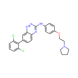 Clc1cccc(Cl)c1-c1ccc2nc(Nc3ccc(OCCN4CCCC4)cc3)nnc2c1 ZINC000028702760