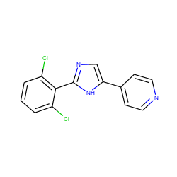 Clc1cccc(Cl)c1-c1ncc(-c2ccncc2)[nH]1 ZINC000096282848