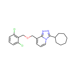 Clc1cccc(Cl)c1COCc1cccn2c(C3CCCCCC3)nnc12 ZINC000034808869