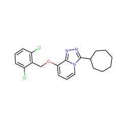 Clc1cccc(Cl)c1COc1cccn2c(C3CCCCCC3)nnc12 ZINC000072109247