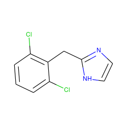 Clc1cccc(Cl)c1Cc1ncc[nH]1 ZINC000095562631