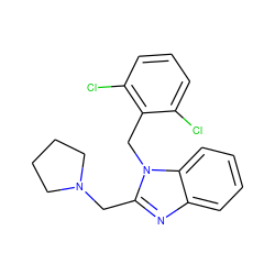 Clc1cccc(Cl)c1Cn1c(CN2CCCC2)nc2ccccc21 ZINC000039916844