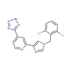 Clc1cccc(Cl)c1Cn1cnc(-c2cc(-c3nn[nH]n3)ccn2)c1 ZINC000225925169