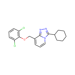 Clc1cccc(Cl)c1OCc1cccn2c(C3CCCCC3)nnc12 ZINC000034808907